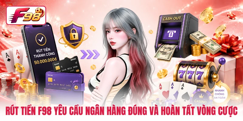 Rút tiền F98 yêu cầu ngân hàng đúng và hoàn tất vòng cược