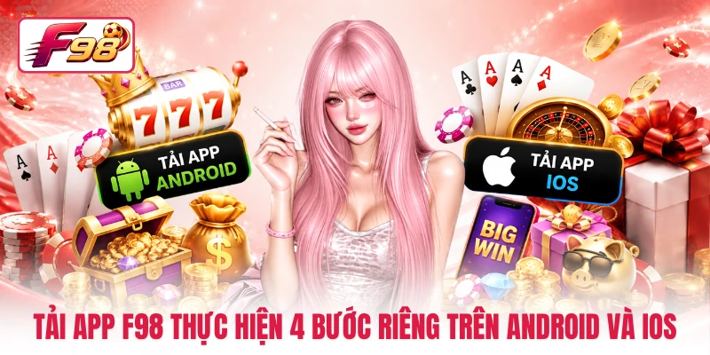 Tải app F98 thực hiện 4 bước riêng trên Android và iOS